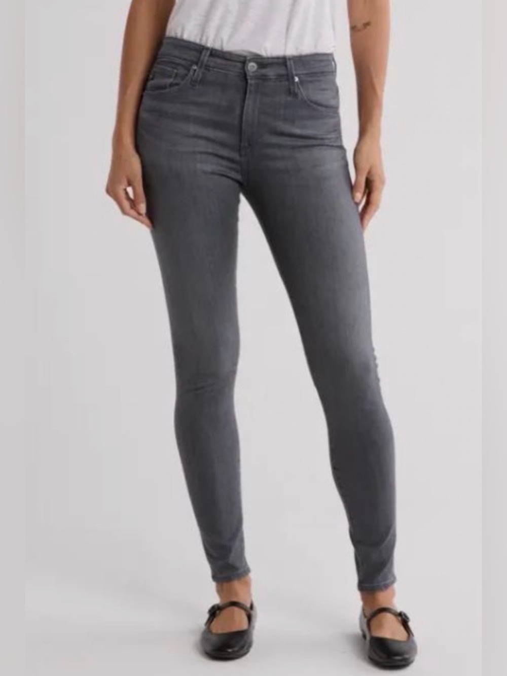Ag Adriano Goldschmmied Farrah High Rise Skinny Jeans in Timeless Gray Size 26